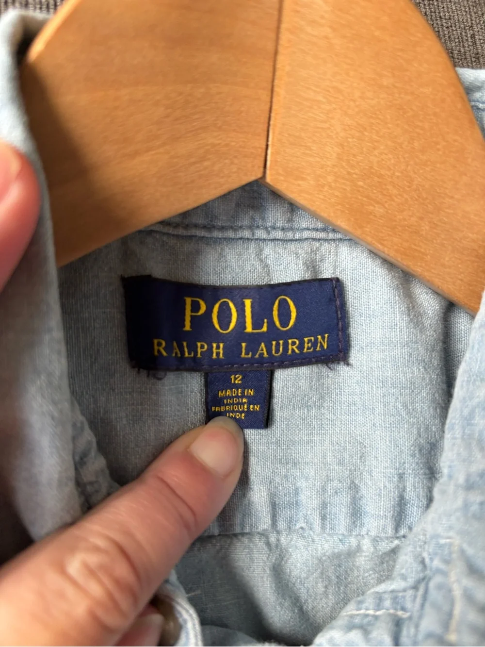 Polo Ralph Lauren Girls Sleeveless Cotton Chambray Shirtdress Anchor Belt, 12